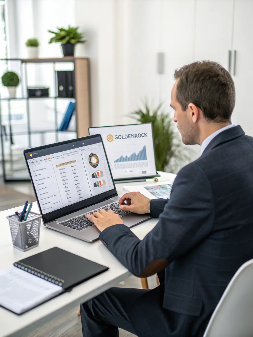 A person reading a market report with charts and graphs, focusing on real estate trends in Blount County, Tennessee.